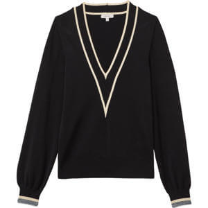 REISS FAITH Contrast Trim V Neck Jumper